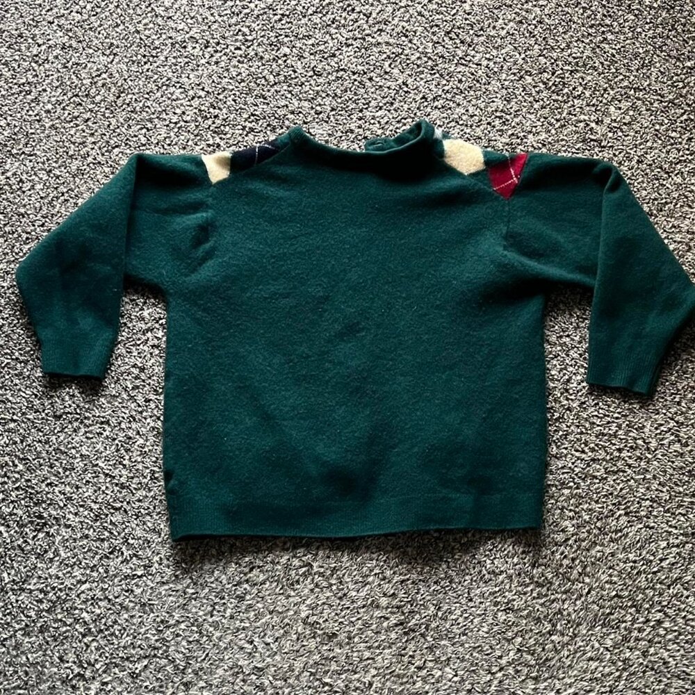 Vintage 80s Lambswool Grandmacore 100% Wool Women L Argyle Button-up Cardigan - Picture 5 of 8